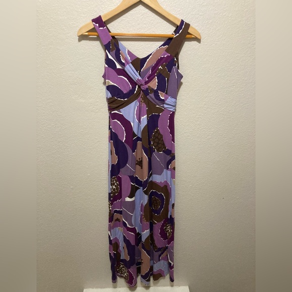 Boden Twist Front Jersey Midi Dress Size 4 Purple and Brown - Picture 1 of 4